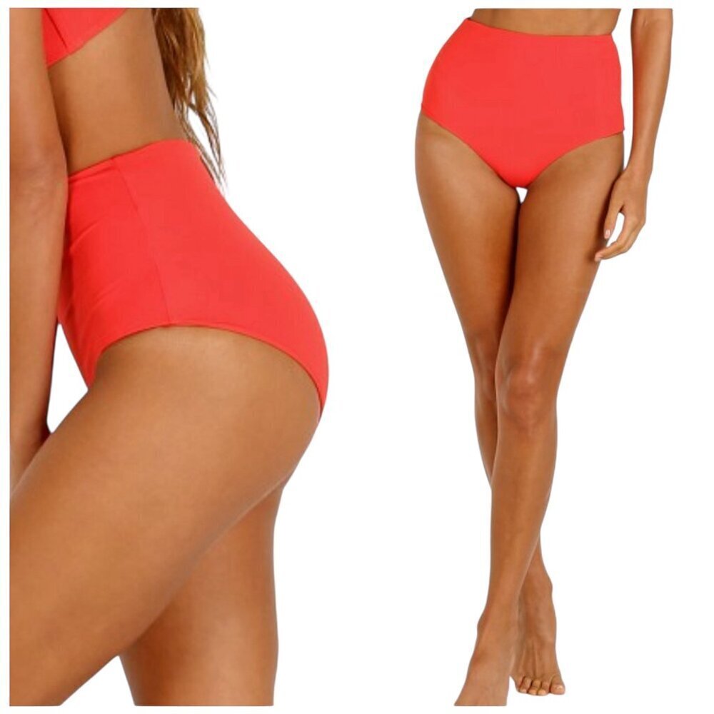 Mara Hoffman Lydia Red Coat High Waisted Bikini Bottom Small NWT $130